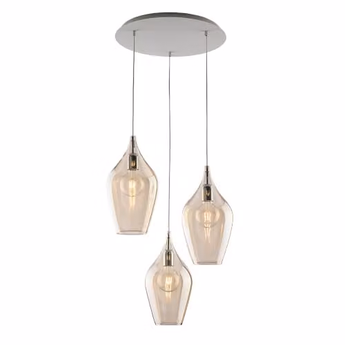 Lampadario Contemporaneo Ares Metallo Ambra 3 Luci E27