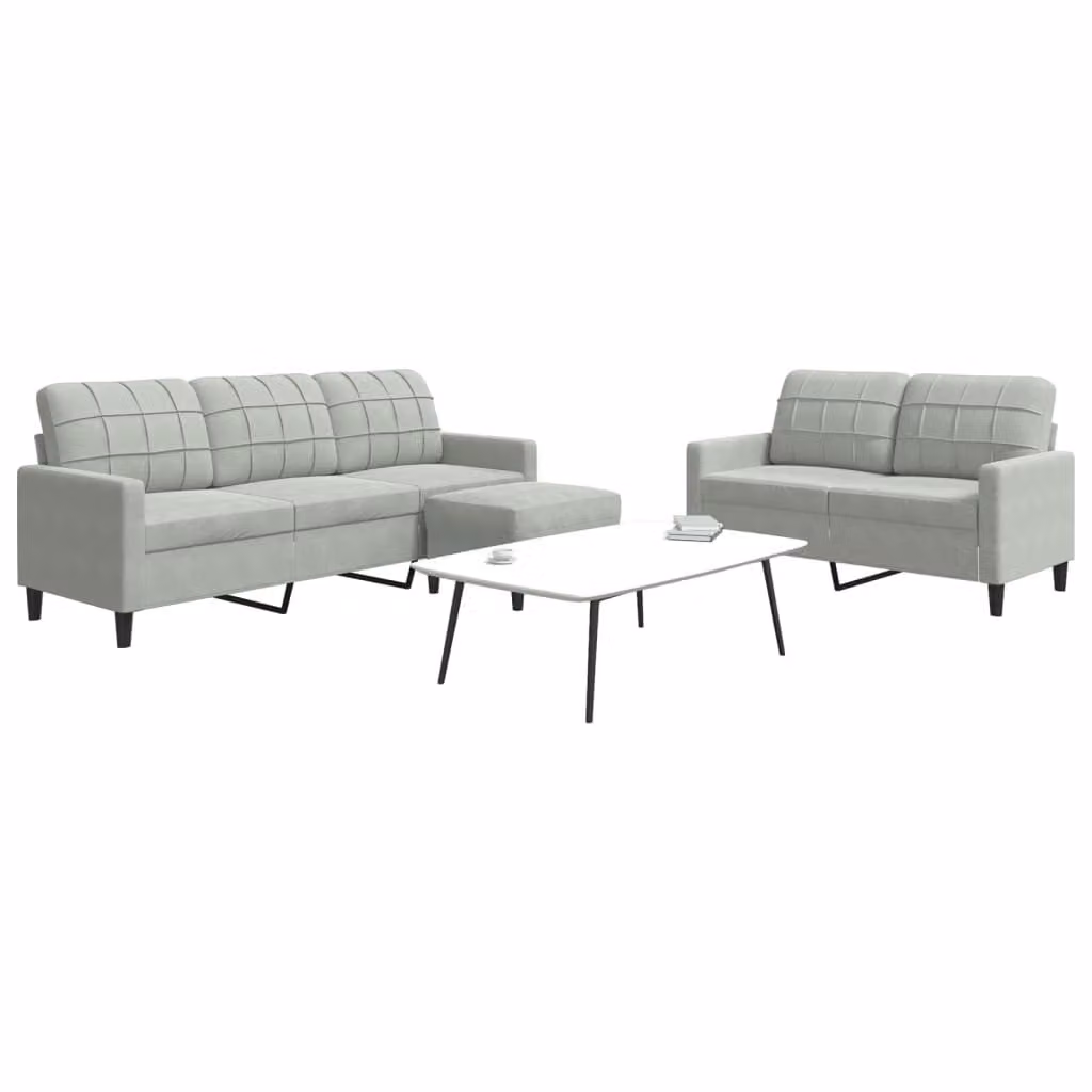 Maison Exclusive - Set divano a 3 posti con cuscini in velluto grigio chiaro