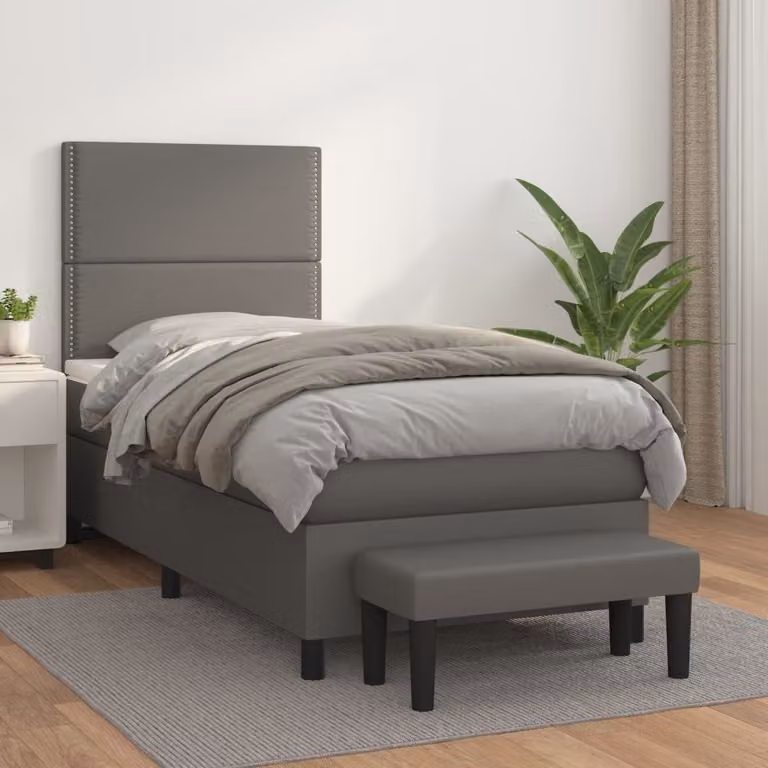 Maison Exclusive - Letto boxspring con materasso grigio 100x200 cm in ecopelle