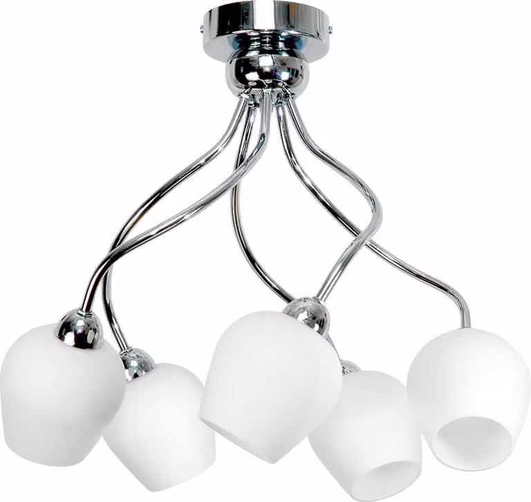 Lampada da soffitto cromata con paralume in vetro bianco MAXIMUS 7-170