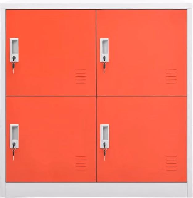 Armadietto a muro vidaXL in metallo con serratura, Grigio e Rosso, L 90 cm x P 45 cm x H 92,5 cm
