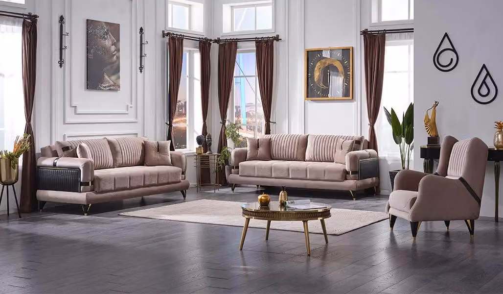 Sofagarnitur 3+3+1 Sitzer Modern Komplett Set Polster Luxus Couchgarnitur