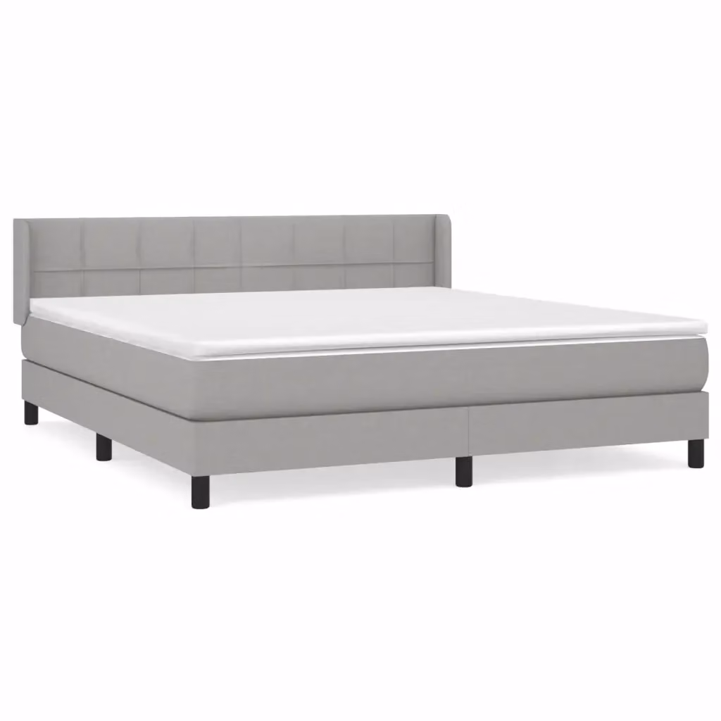 vidaXL Giroletto a Molle con Materasso Ibrido in Tessuto Grigio Chiaro e Bianco, L/P/H: 160 x 200 cm – 2