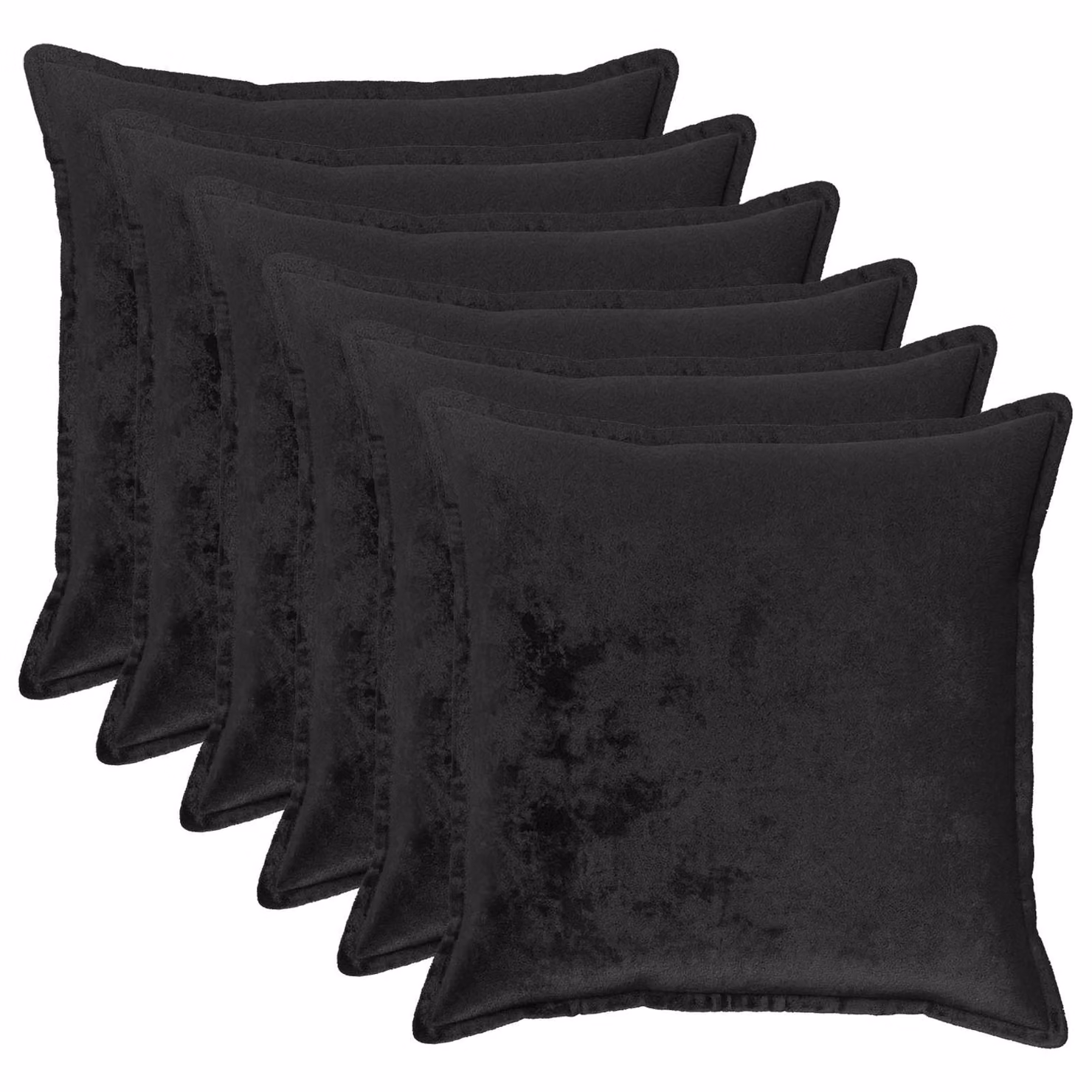 Set di 6 federe vidaXL HOUTEN nere in poliestere, L 60 cm x P 60 cm