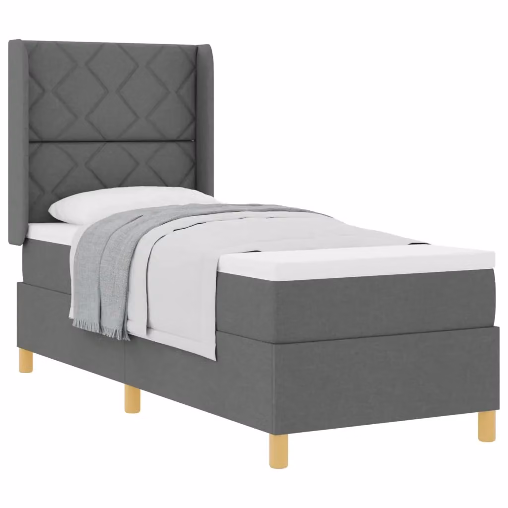 Letto a molle con testiera vidaXL in tessuto grigio scuro con dettagli oro L 80 x H 203 x P 140 cm – 2