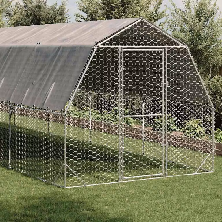 vidaXL Recinto per Polli con Tetto 2,5x8x2,25 m in Acciaio Zincato