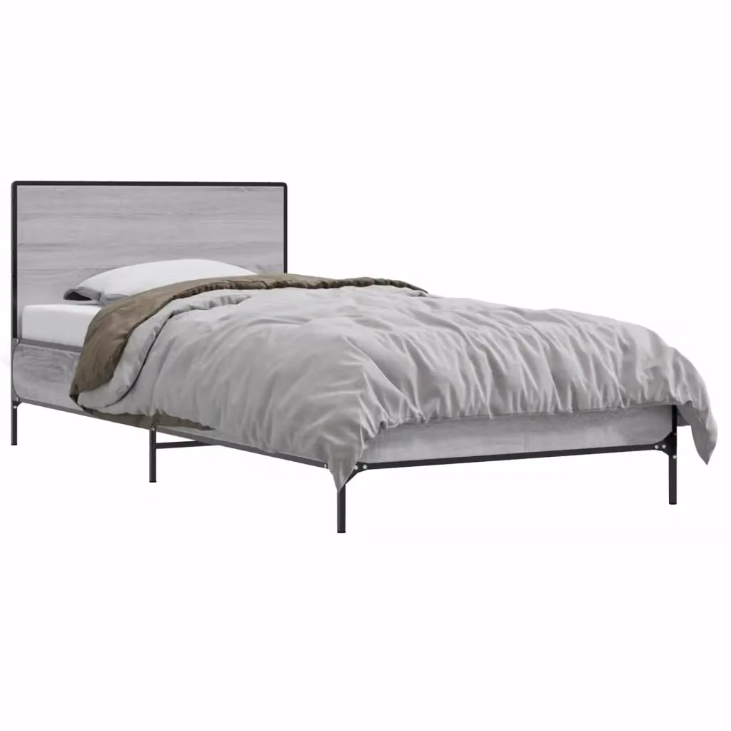 Struttura letto con testata Design In in legno Sonoma grigio L 80 cm x P 200 cm x H 140 cm – 2