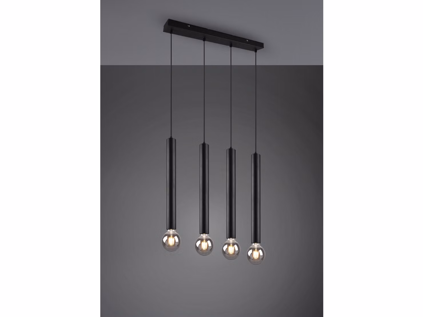 Lampada a sospensione, metallo nero opaco, regolabile in altezza, H 150 cm