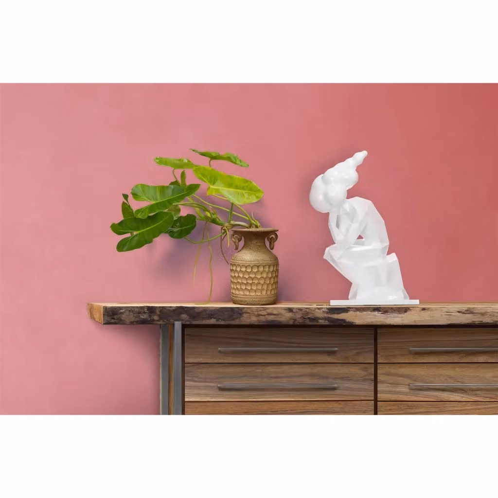 Scultura Decorativa Kenya Moderna in Resina Bianca di Kendra Home, Design Geometrico e Organico per Tavolo, H: 47 cm, L: 28 cm, P: 17 cm – 2