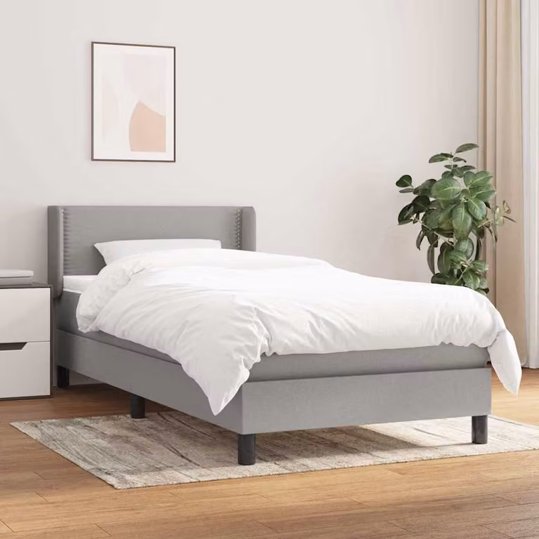 vidaXL Giroletto a Molle Ibrido con Materasso in Tessuto Grigio e Bianco L/P/H: 200 x 80 x 23 cm