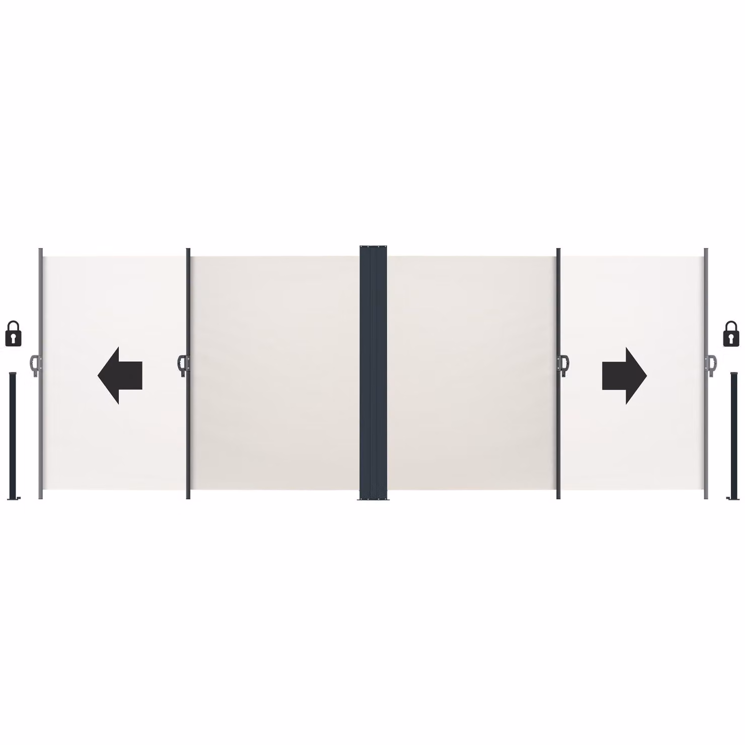 Tenda da sole laterale doppia estensibile tectake con meccanismo di avvolgimento in acciaio e poliestere, beige, L: 600 cm, H: 200 cm – 2