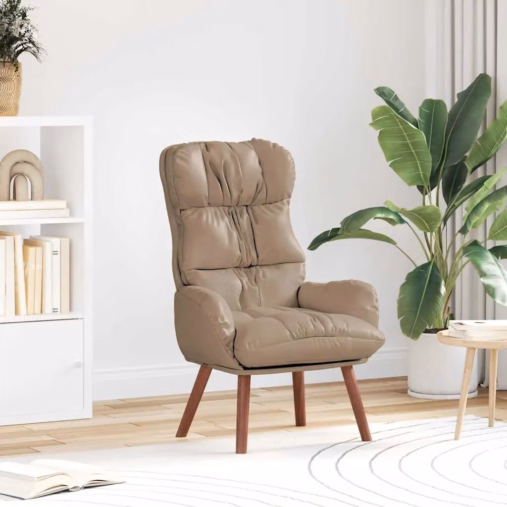 Poltrona lounge moderna vidaXL in pelle artificiale color beige, L: 69 cm, P: 74 cm, H: 93 cm