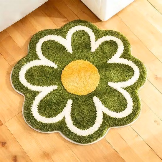 Tappetino per bagno e soggiorno, alta capacità di assorbimento dello sporco, 58 x 58 cm, decorazione verde