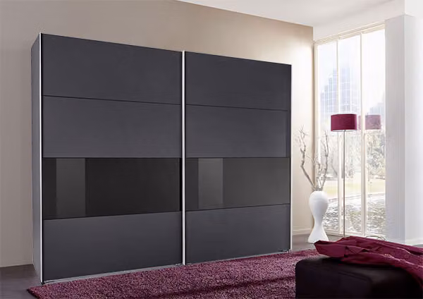 Armadio ad ante scorrevoli Armadio Bramfeld grafite nero vetro 270 cm