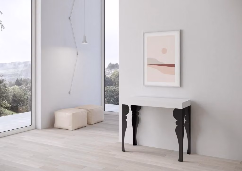Consolle Allungabile Paxon Bianca in Nobilitato MDF con Finitura Opaca L/P/H: 90-300 x 40 x 77 cm – 2