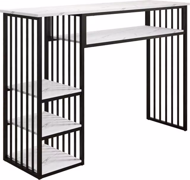 Tavolo da pranzo moderno rettangolare con 3 ripiani in MDF e metallo, bianco e nero, L/P/H: 140 x 60 x 105 cm – 1