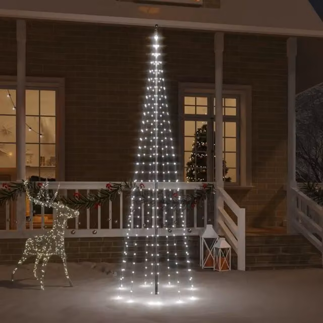 Albero di Natale Pennone Bianco Freddo 310 LED 300 cm 343523