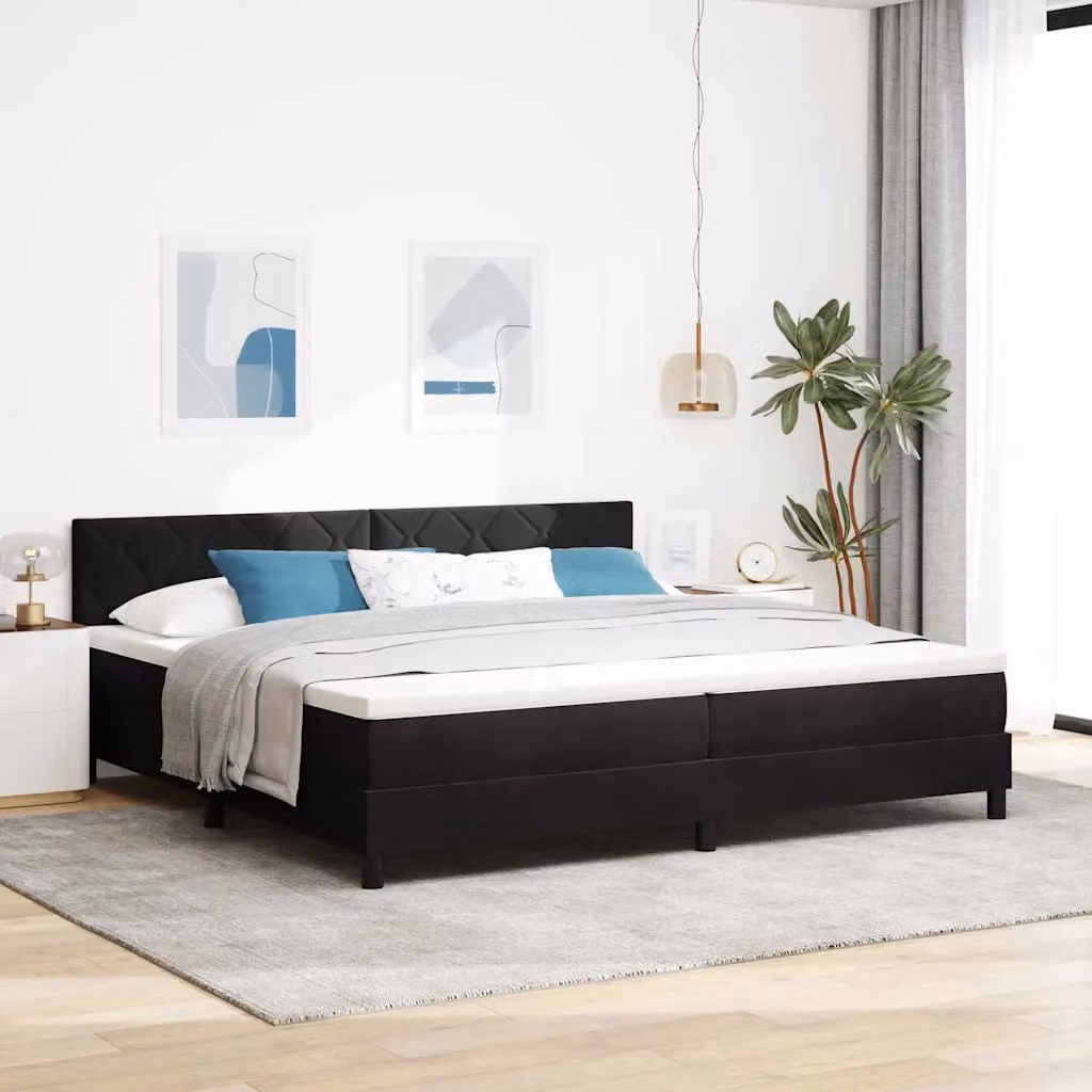 Letto a molle con testiera vidaXL in velluto nero L/P/H: 200 x 200 x 88 cm