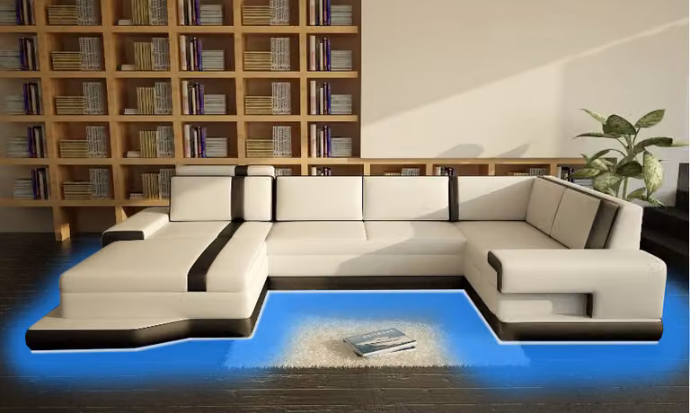 Design Big XXL U-Form Sofa mit USB Wohnlandschaft Polster Ecksofa Sitz Garnitur