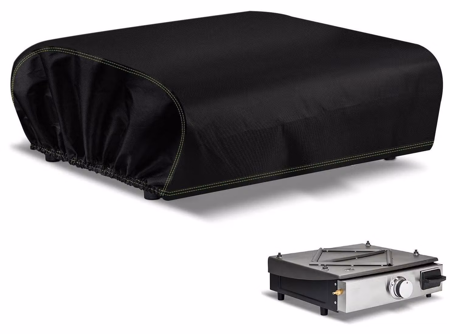 Copertura per barbecue resistente alle intemperie, dimensioni 65x60x25 cm, colore nero, realizzata in tessuto Oxford 600D, adatta per piastre, barbecue a gas, tavoli da barbecue e forni per pizza