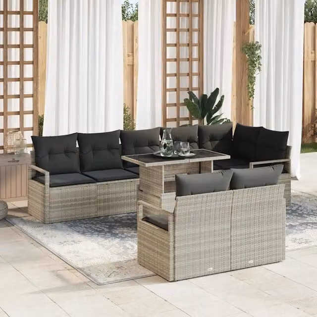 Set Divano da Giardino 9 pz 8-Numero di posti Grigio chiaro 3348848