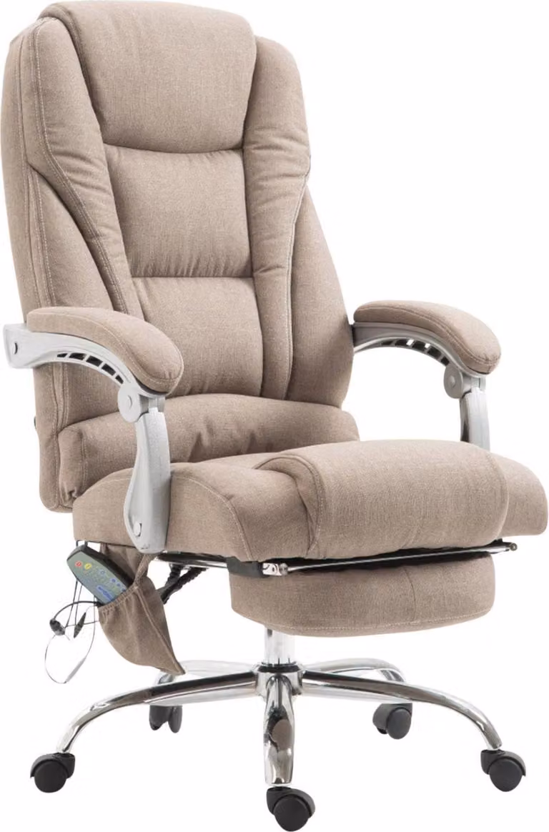 Sedia massaggiante ergonomica - Confortevole sedia da ufficio - Regolabile in altezza e con poggiapiedi | Colore: Taupe