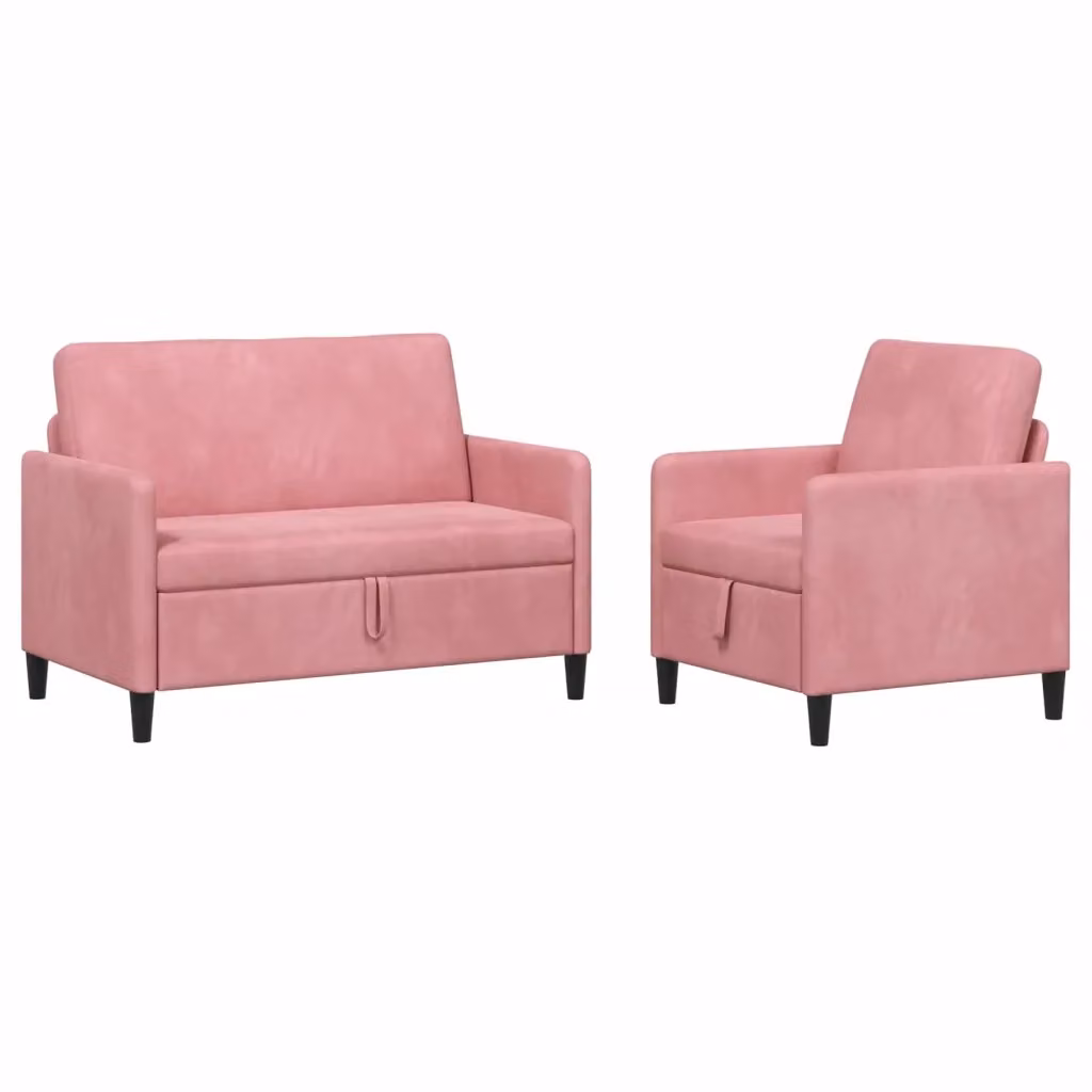 Set di 2 divani moderni vidaXL con contenitore e seduta sollevabile in tessuto rosa per il tuo soggiorno – 2