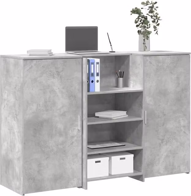 Banco Reception Grigio Cemento 155x50x103,5cm Legno Multistrato 3324199
