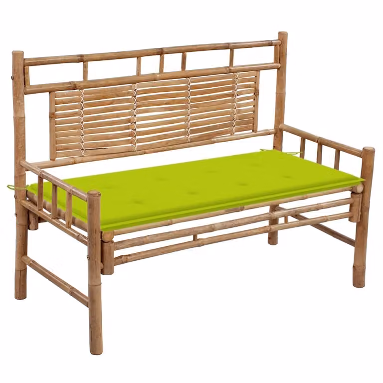 vidaXL Panca da giardino con cuscino in bambù da 120 cm