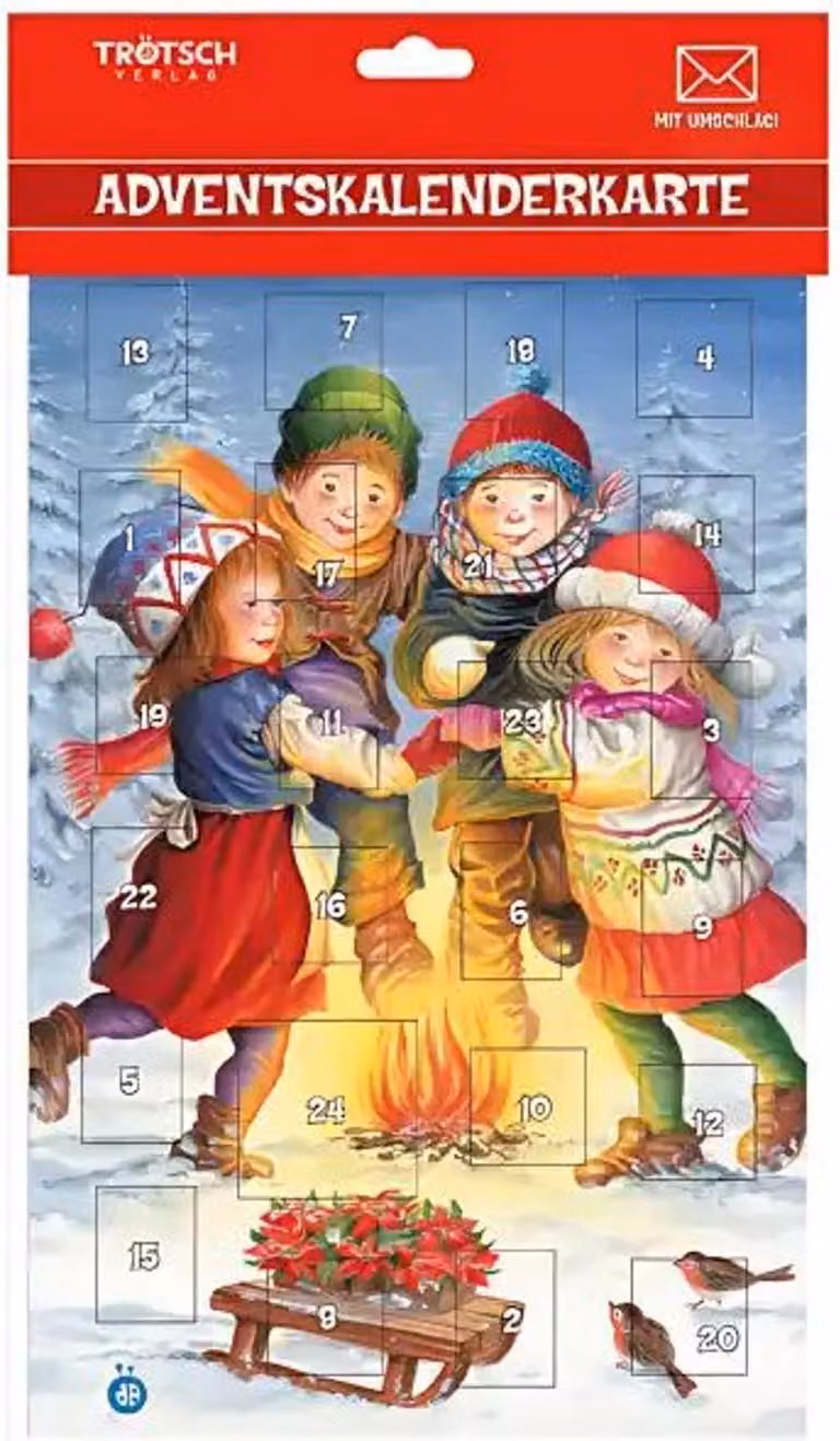 Cartolina calendario dell'Avvento falò, 12x18 cm con busta, Trötsch Verlag