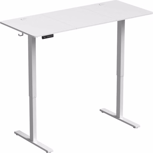 Scrivania regolabile in altezza HOMCOM con memoria, bianca, design moderno per home office – 1