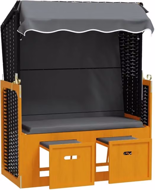 Strandkorb e Tettoria Polyrattan Legno Massello Nero Antracite CFW6777725