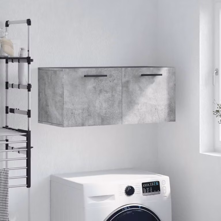 Mobile a parete vidaXL in legno multistrato e MDF, colore grigio cemento, L 80 x P 36,5 x H 35 cm