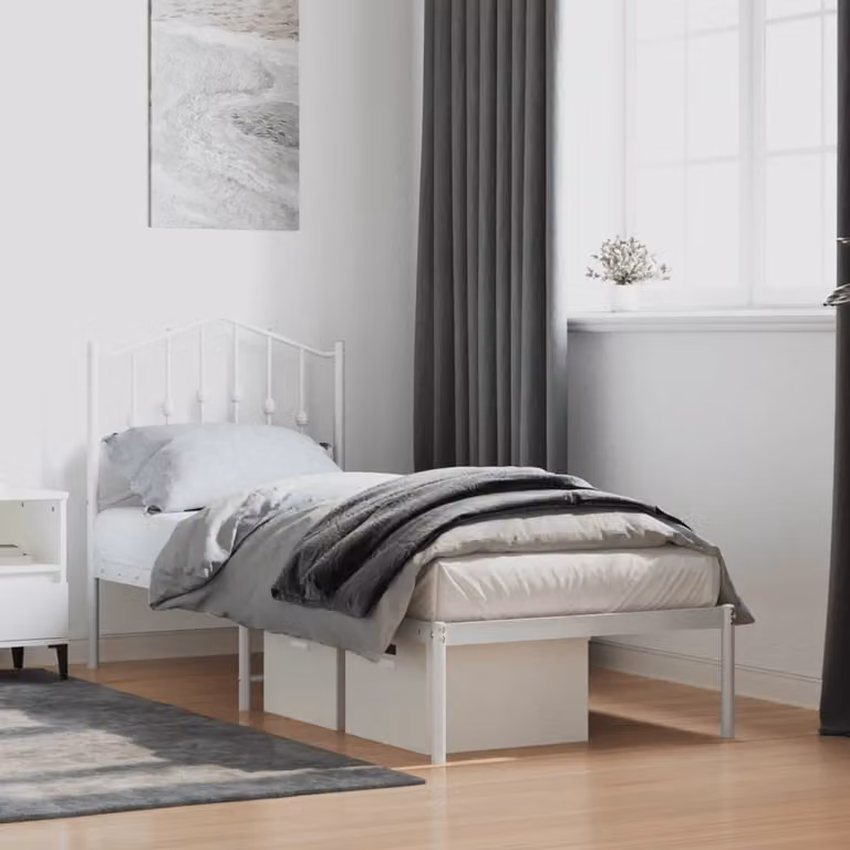 Giroletto con testiera in metallo bianco vidaXL senza materasso L 75 cm x P 190 cm