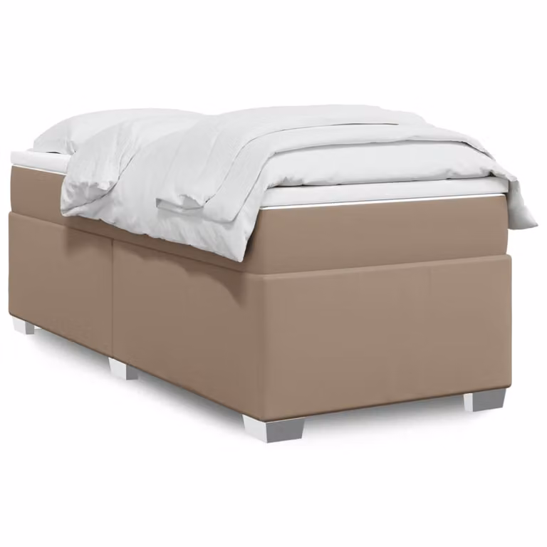 Giroletto a molle con materasso vidaXL in similpelle color cappuccino, L 80 cm x P 200 cm