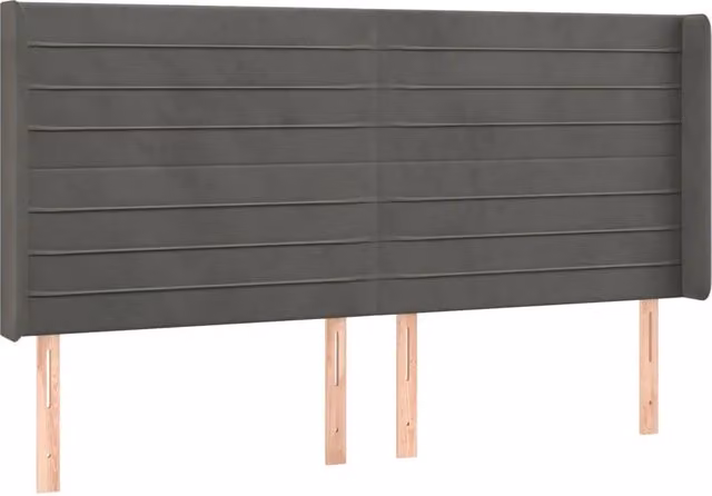 Testiera ad orecchio in velluto grigio scuro L: 183 cm, P: 16 cm, H: 118/128 cm