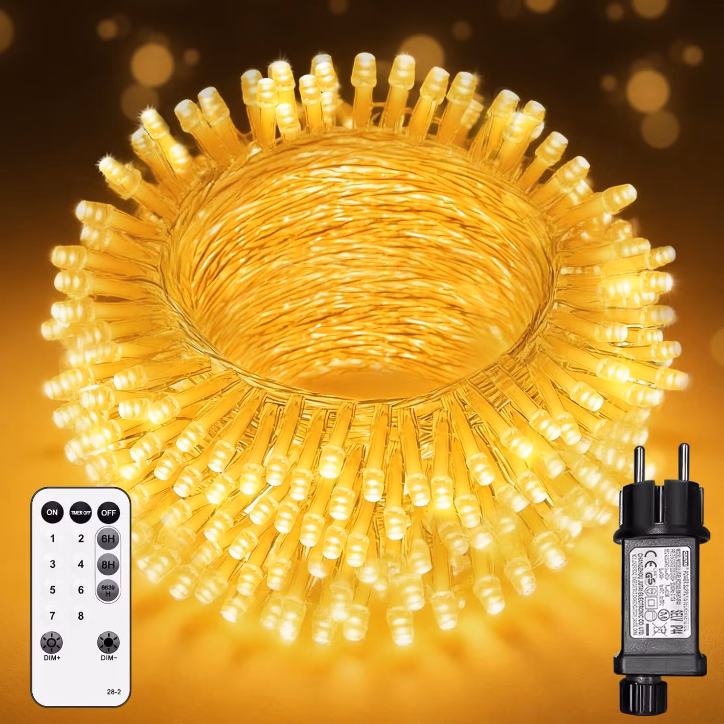 Catena luminosa da 20 metri, con 200 LED, RGB, per uso esterno, con spina di tipo EU