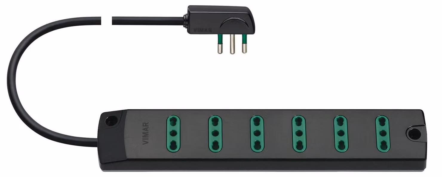 Presa multipla VIMAR Mobile, 6 prese, cavo da 1,5 m, nero