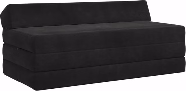 Divano Letto Pieghevole vidaXL Nero in Tessuto con Imbottitura in Schiuma L/P/H: 120 x 60 x 49 cm