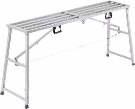 Piattaforma di Lavoro VEVOR in Lega di Acciaio Argentata con Altezza Regolabile da 150 cm, Scala Pieghevole per Ponteggi con Capacità 360 kg e Piedini Antiscivolo