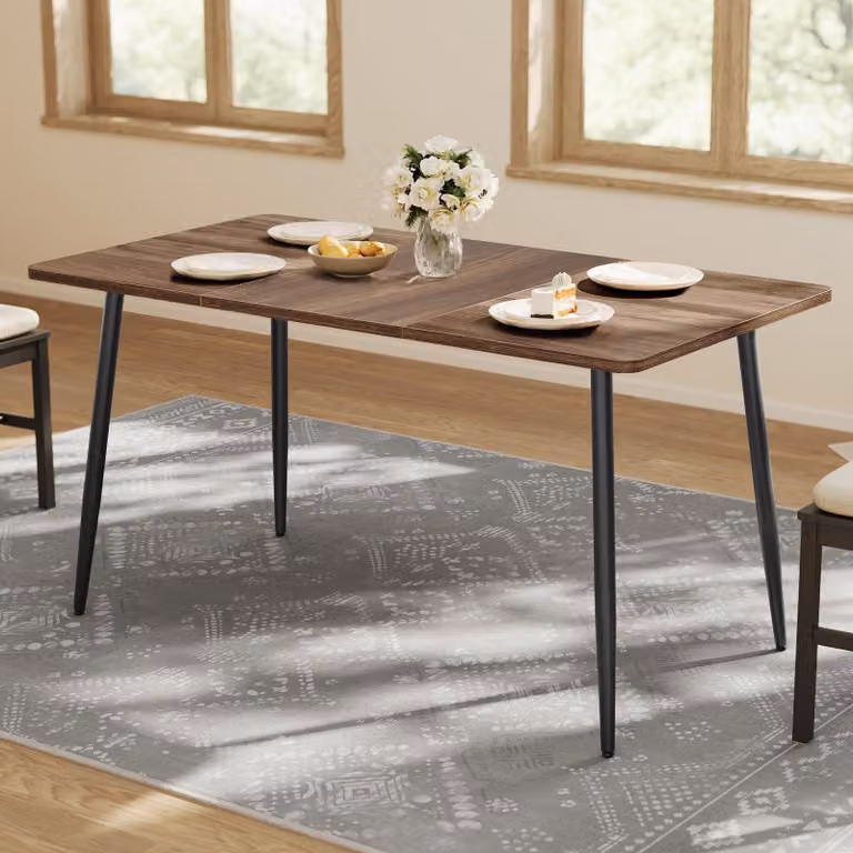 Tavolo da pranzo VASAGLE per 4-6 persone, tavolo da cucina in stile rustico, piano resistente al calore, montaggio rapido, dimensioni 75 x 140 x 75 cm, finitura noce naturale e nero. Modello: KDT100KE02 – Noce naturale