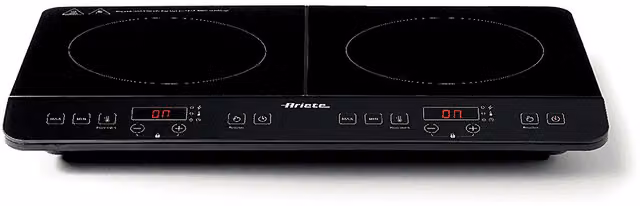 Piastra a induzione doppia portatile Ariete in vetroceramica nera con display digitale, timer e funzione di spegnimento automatico – 1