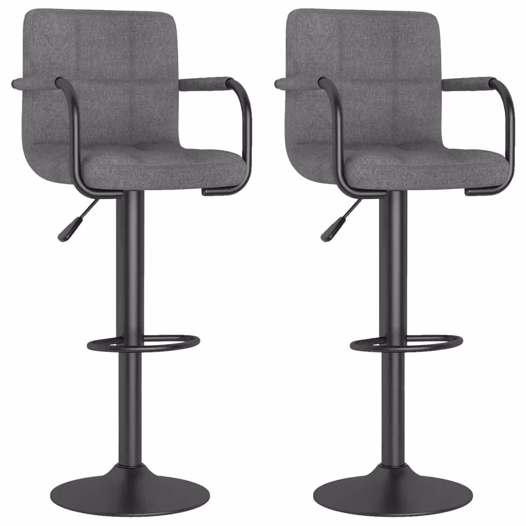 Set di 2 sgabelli da bar vidaXL moderni in tessuto grigio con seduta girevole a 360 gradi – 2
