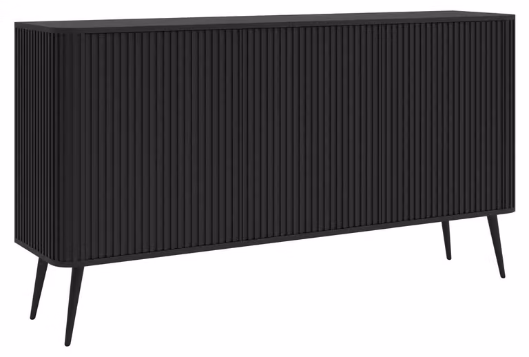 Selsey Ovarlo - Credenza, nera con gambe in metallo nero, 163 cm