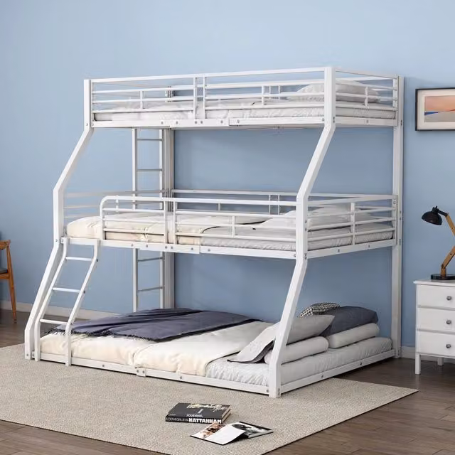 Letto a Castello Triplo ¨C MINIMAL ¨C Metallo Bianco 90x200 / 120x200 / 140x200