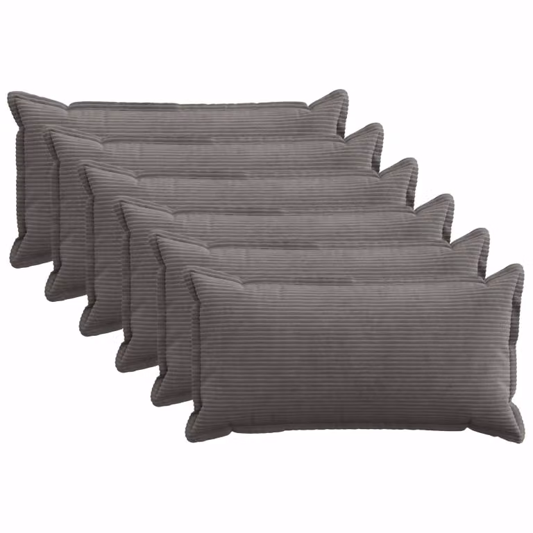 Set di 6 federe vidaXL HOUTEN in velluto a coste, Grigio Scuro, L: 70 cm x P: 40 cm
