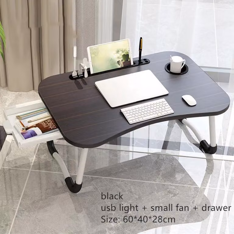 Tavolino per laptop - Tavolino da letto e da divano - Pieghevole - 60 x 40 x 28 cm - A forma di U - In legno - Senza rotelle - Verde menta