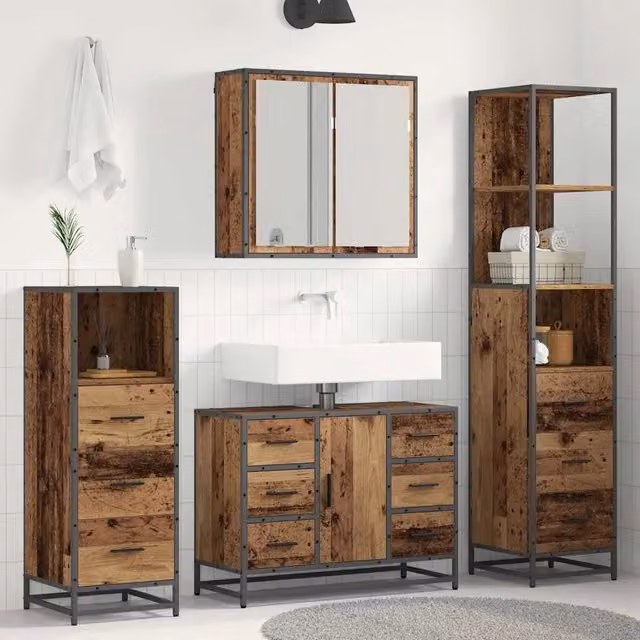 Set di mobili per il bagno 3 pz Legno vecchio 80 x 33 x 60 cm 3402381