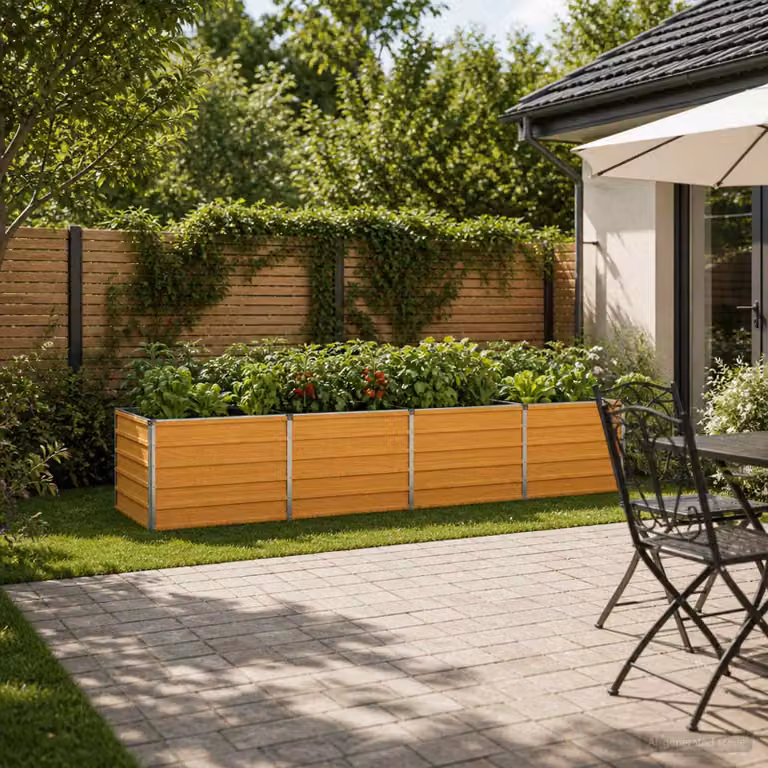 Letto rialzato da giardino vidaXL in metallo Corten color marrone L: 320 cm, P: 80 cm, H: 55 cm