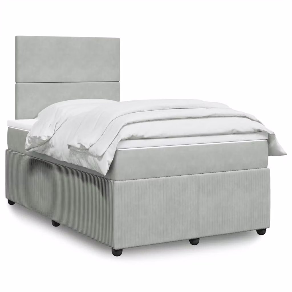 vidaXL Giroletto Ibrido con Materasso in Velluto Grigio e Bianco L/P/H: 200 x 120 x 150,5 cm